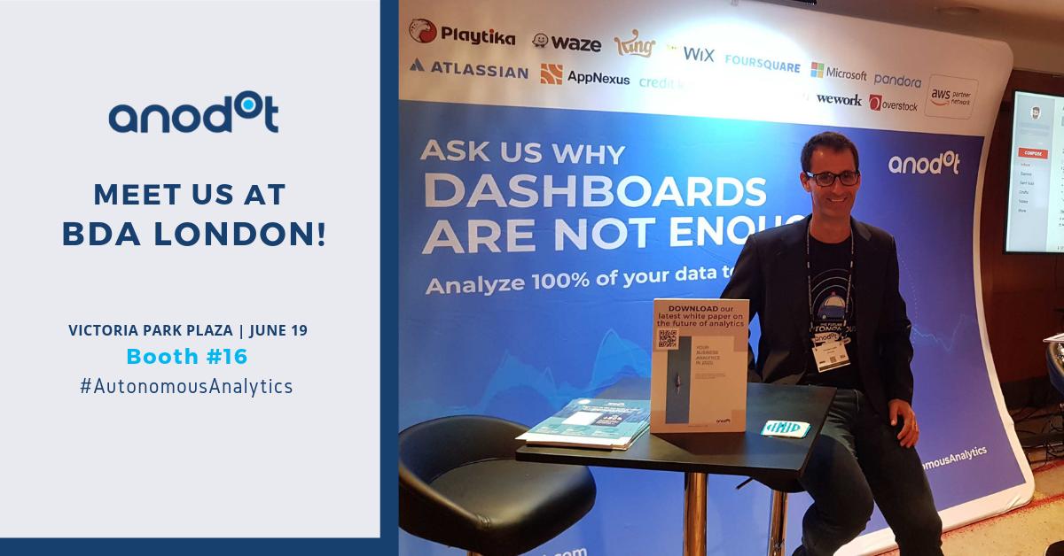 TeamAnodot's tweet image. @TeamAnodot is at the at @WhitehallMedia conference in London. 
Come visit booth #16 and listen to Amit Levi talk about how to analyze 100% of your data while you are asleep.  #AutonomousAnalytics #wmbda
