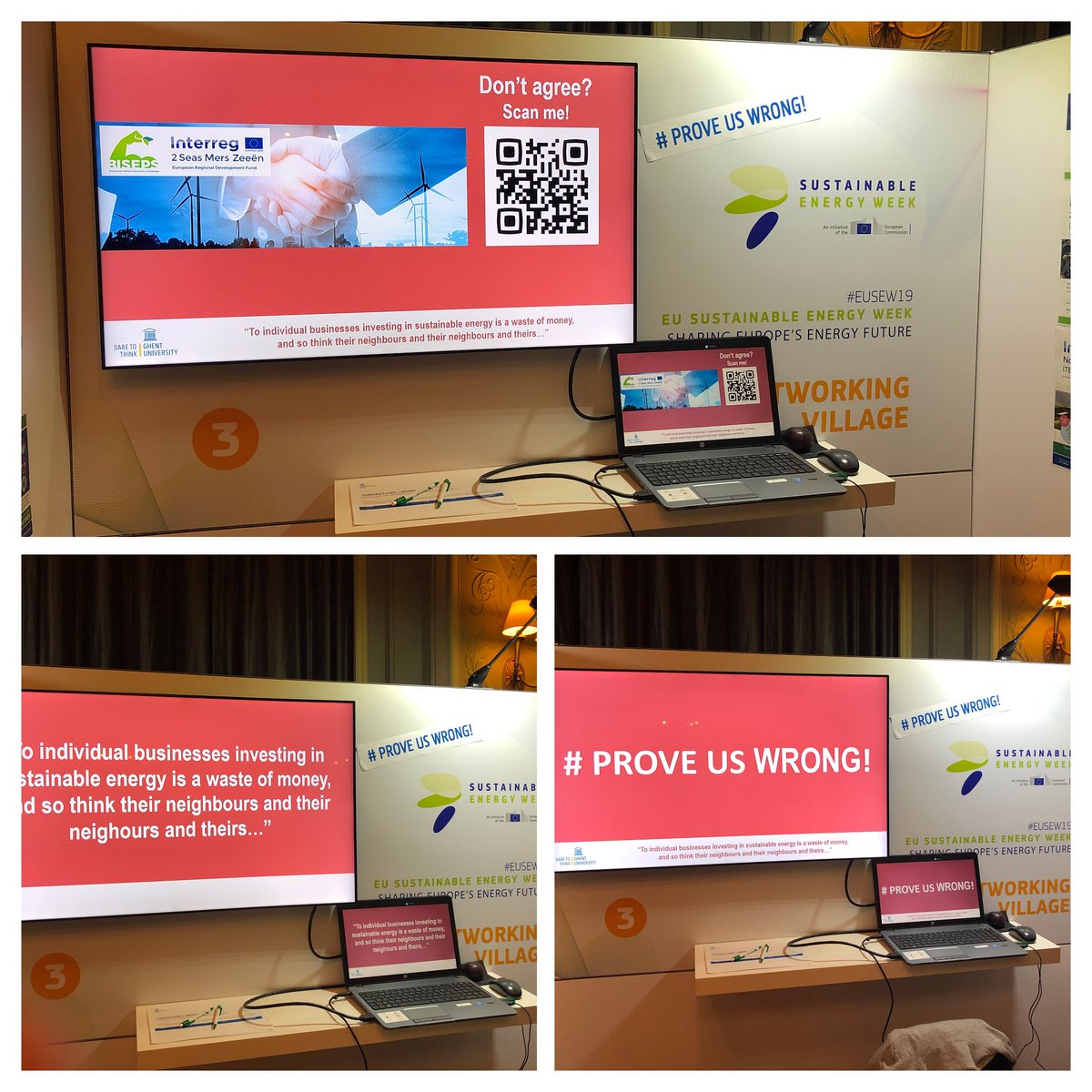 Bold statements on making business parks more sustainable? Now that we have your attention, come and #proveuswrong at #EUSEW19 today! Happy to promote our @Bispes_Interreg project at the Networking Village in Brussels. #business #energysynergies @euenergyweek #daretothink <a href="/ugent/">UGent</a>