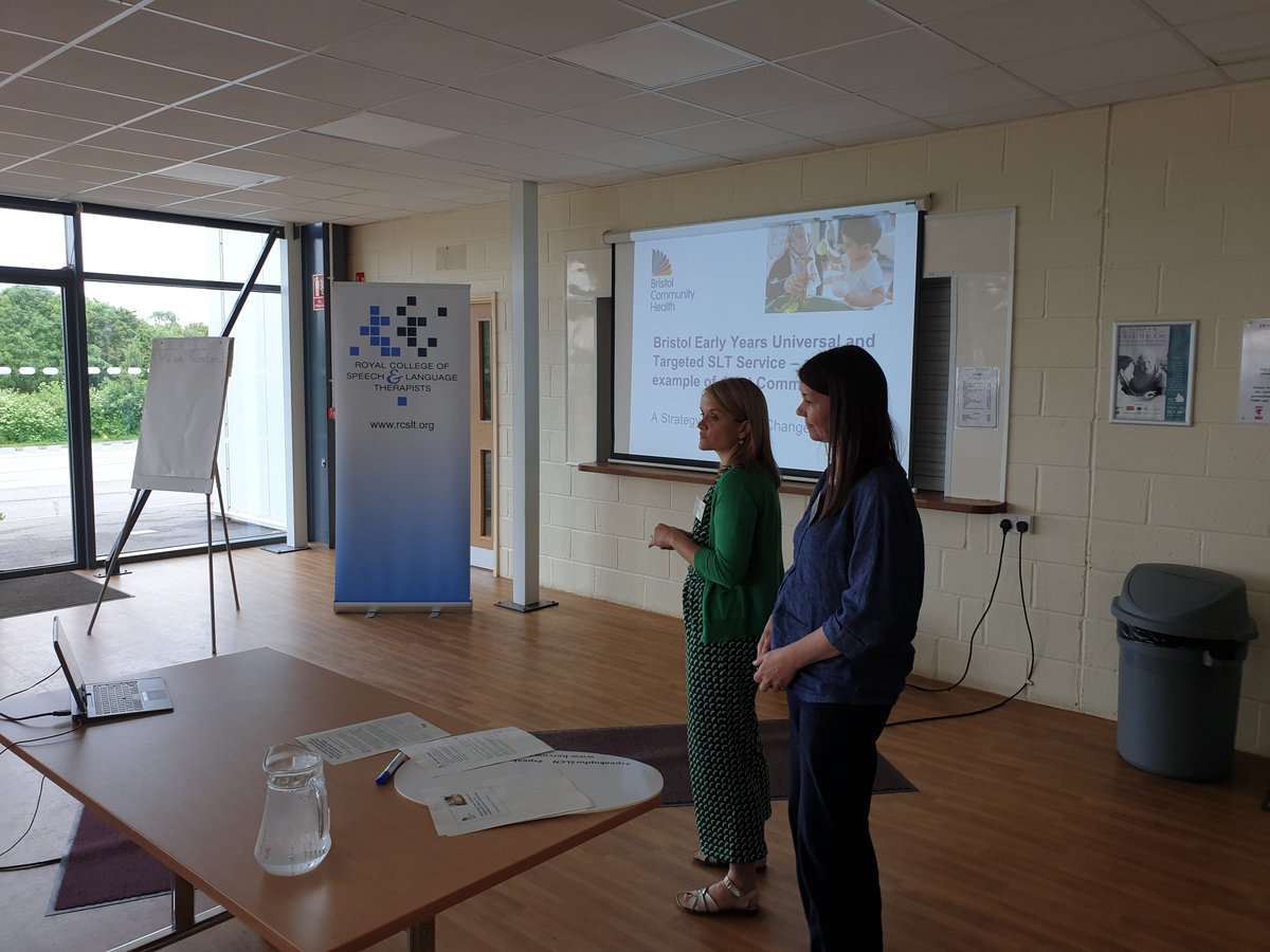 RCSLTpolicy's tweet photo. The next #Bercow10 theme being covered at @SouthWestSLThub Day is A Strategy for System Change. Carly Lines & Karen Haverin are telling us about their jointly commissioned service in #Bristol - a great example to see during #JointCommissioningSLCN #ThemeFortnight https://t.co/TGfo0tViD1