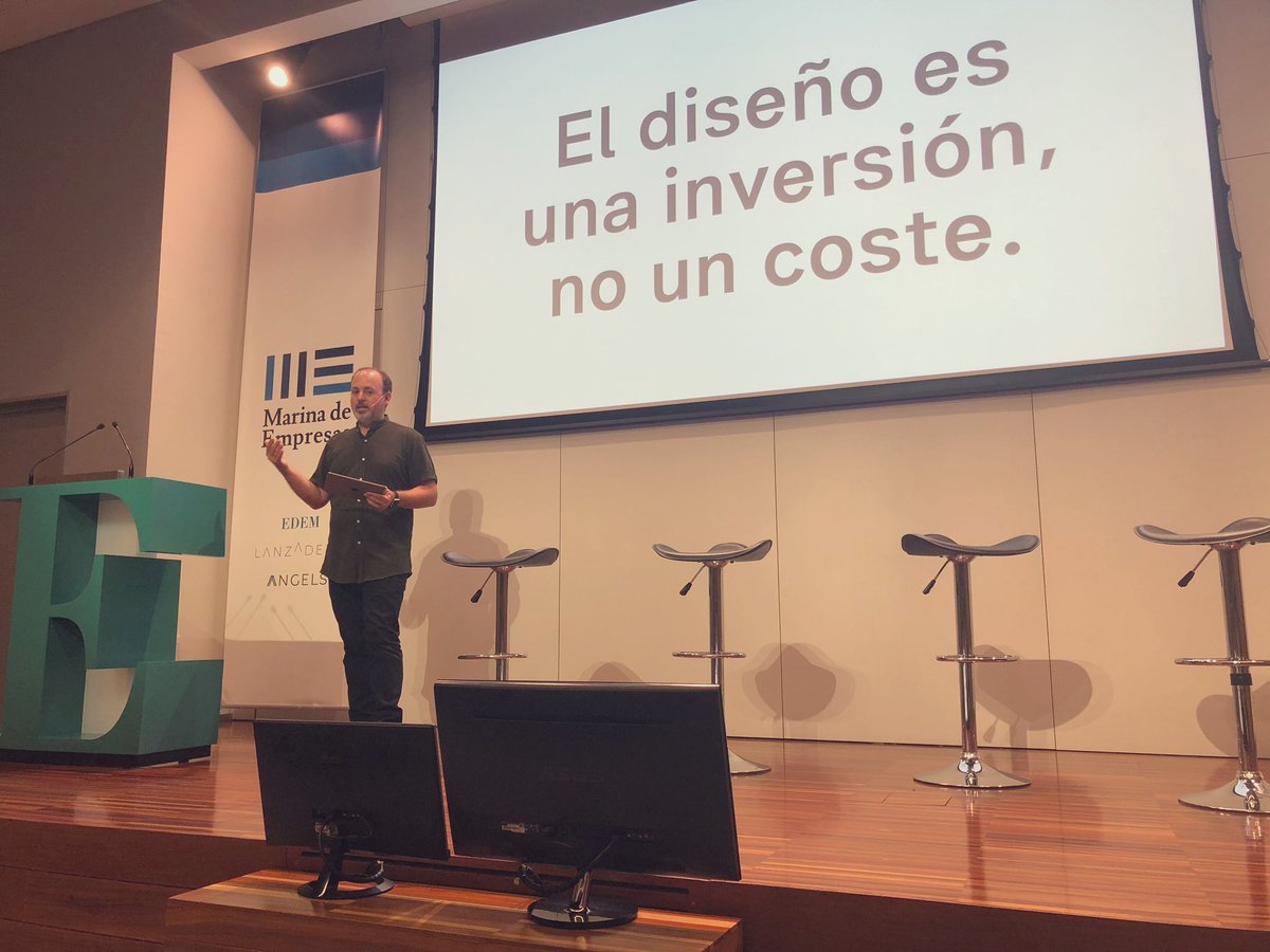 CurroGalvanG's tweet photo. Empieza el meetup en @marina_empresas @lanzaderaes @xavicalvo  dice “Es dificil cuantificar el diseño pero” 👉🏻Las empresas que invierten en diseño son un 29% mas productivas y un 19% mas rentables. Ahi queda eso. #Branding #designersondesign https://t.co/gsoC3GQZqg