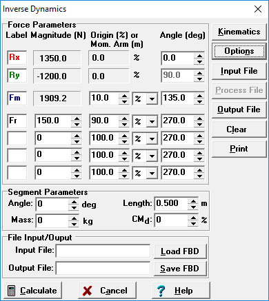 Biomech_Toolbox's tweet photo. In the Inverse Dynamics module of the @Biomech_Toolbox, the force vectors are displayed with the same length by default, but after Calculation, you can display the forces to scale for students to appreciate magnitude differences visually. Just change the Scale value in Options. https://t.co/AYcDo6Tzv1