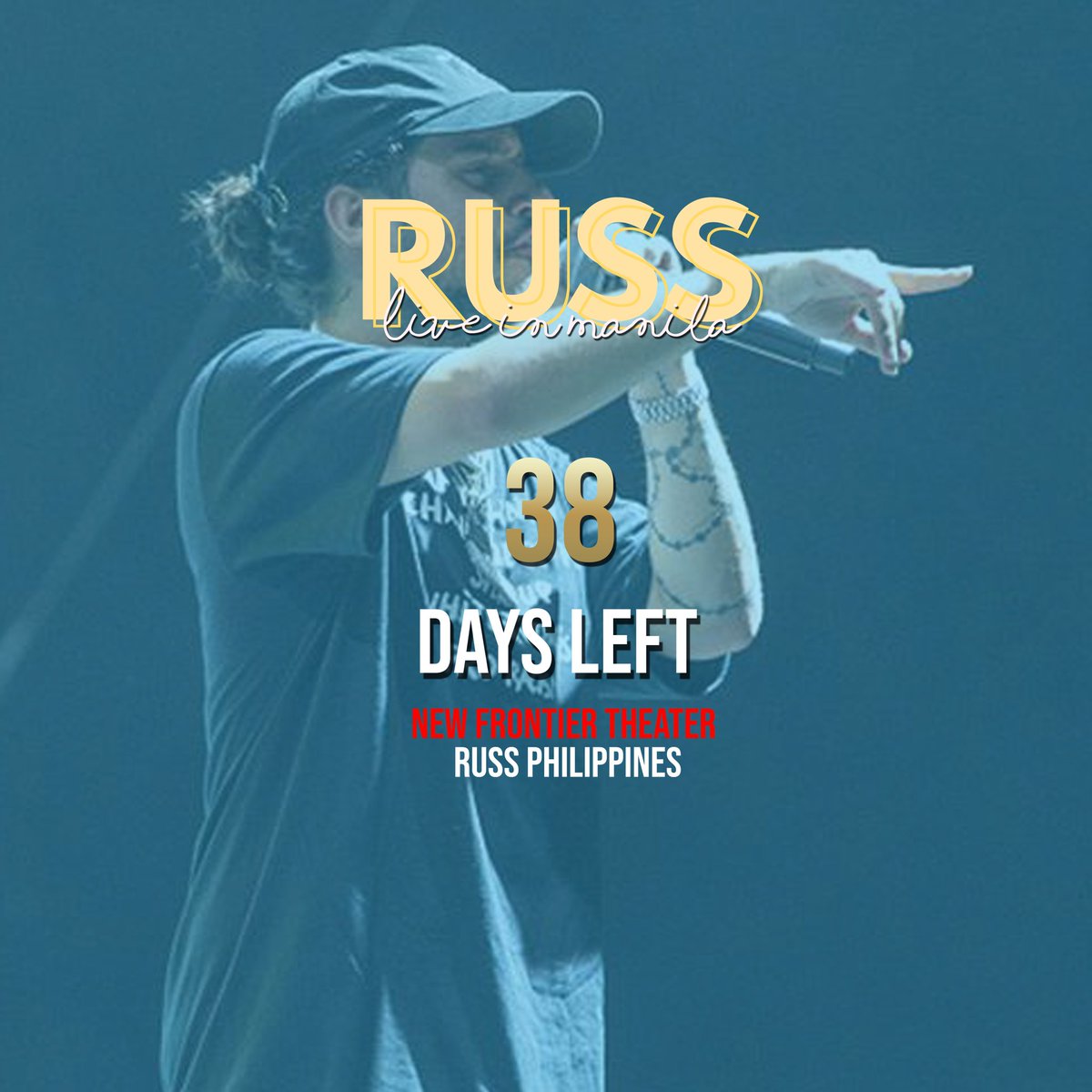 RussVPH's tweet photo. #RussLiveinMNL -- 38 DAYS LEFT BEFORE @russdiemon's show! ๐ต๐ญ
VIP TICKETS ARE STILL AVAILABLE! -- Get your tickets at any TicketNet Outlets or at https://t.co/LyWqeq973Q ๐ต๐ญ https://t.co/IfSghugp1A