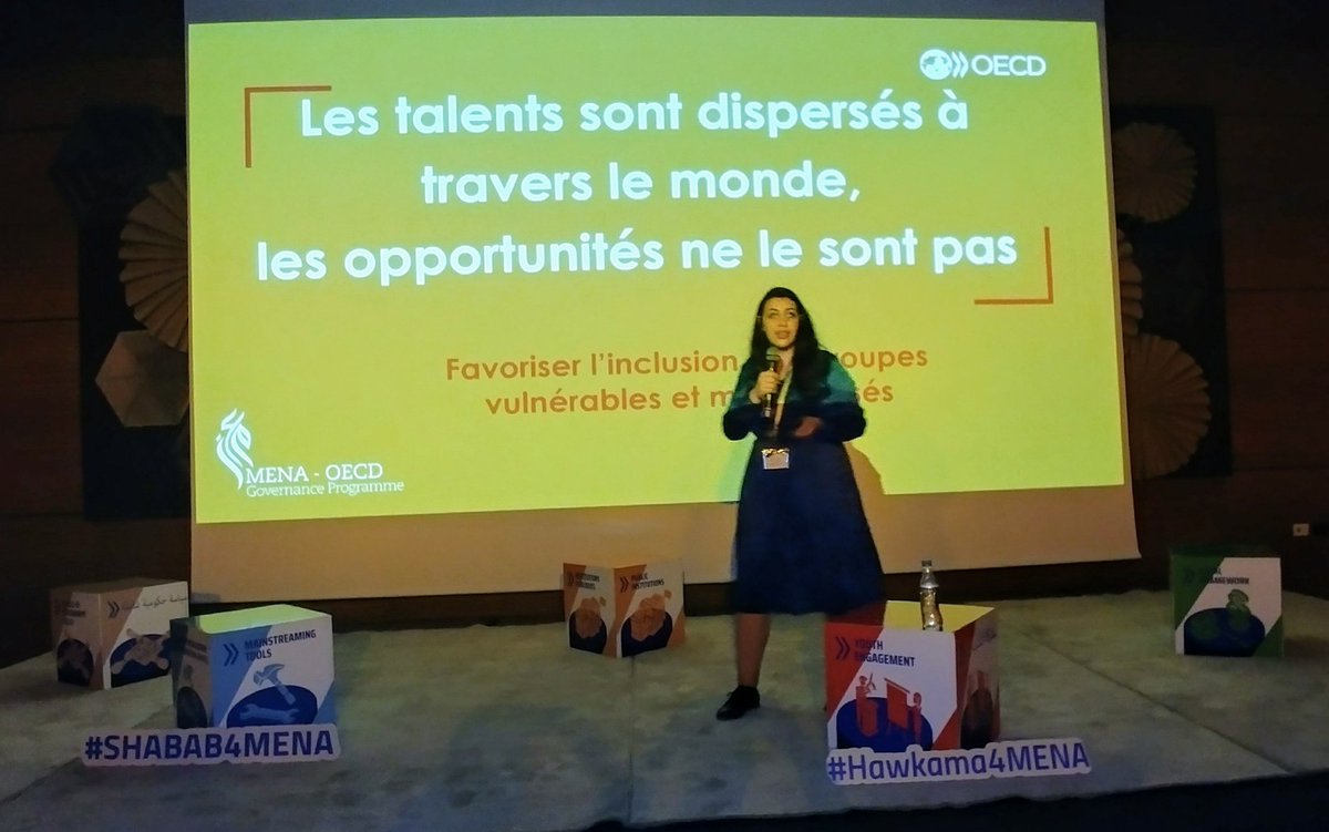 moritz_ader's tweet photo. "Talents are spread over the world, opportunities are not" - Day 3 of the #menaoecd Days in Tunis kicks off with TedTalks on rethinking how #marginalised groups are served by government. Strong ideas by strong women&amp;men from #Tunisia, #Lebanon, #Morocco + #Palestinian Authority! https://t.co/HKveRsvxxH