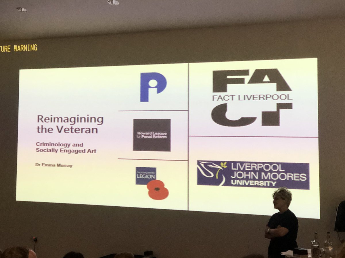 MariaJGrant's tweet photo. Powerful presentation by @Emma_T_Murray @LJMU on Reimaging the Veteran: Criminology and Socially Engaged Art #ResearchAndInnovationDay2019 https://t.co/tmHD4AUDhJ