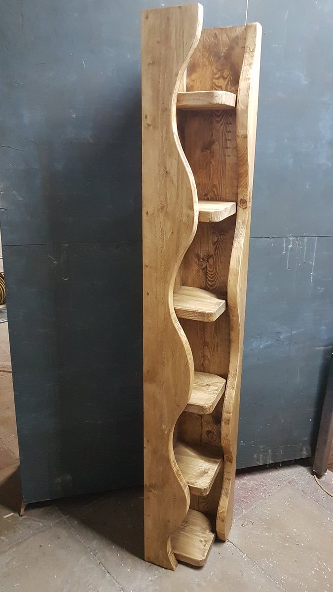 Reclaimed2's tweet image. Corner shelves with a difference, made from reclaimed scaff boards and finished in a mid oak wax #scaffoldboardfurniture