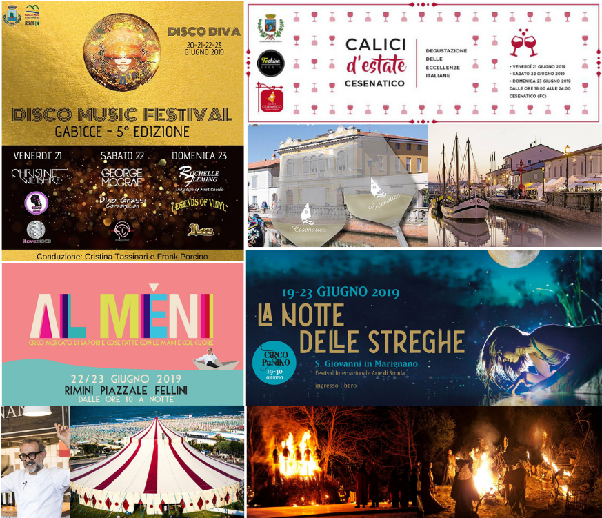Vieni a trovarci in #Romagna!
Per il prossimo weekend di Giugno abbiamo selezionato per te 4 grandi eventi: 
👉 Disco Diva: bit.ly/2x22DrU
👉 Calici D'Estate: bit.ly/2Ks5Rh8
👉 Al Mèni: bit.ly/2Rmwc0V
👉 La Notte delle Streghe: bit.ly/2RptUxT
