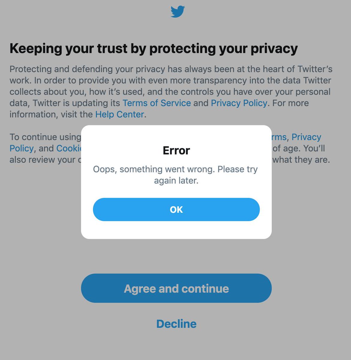 humourlist's tweet photo. @twittersupport Please help, I can't get the agree new terms and conditions button to work, so I can't access the web interface of my account. I have logged several requests but you ignore what I say and assume I can't login which I can. https://t.co/JDagBXAol3