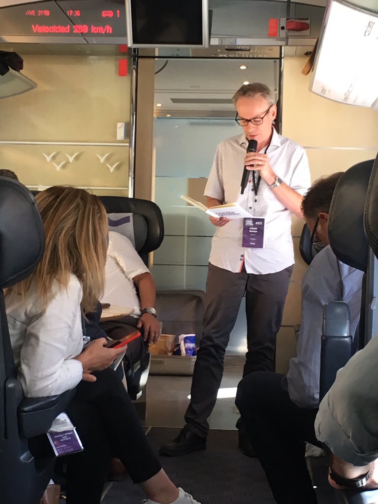 LIndep_EnRegion's tweet photo. #TFT3 🚀 Pitch 21 à bord du train #FrenchTech pour #Madrid : @Webeolia de #Barcelone : « On accompagne les referencements web de commerces grâce aux mots clé et on prépare des visites virtuelles de magasins » @lindependant https://t.co/2dyV5jhbkY