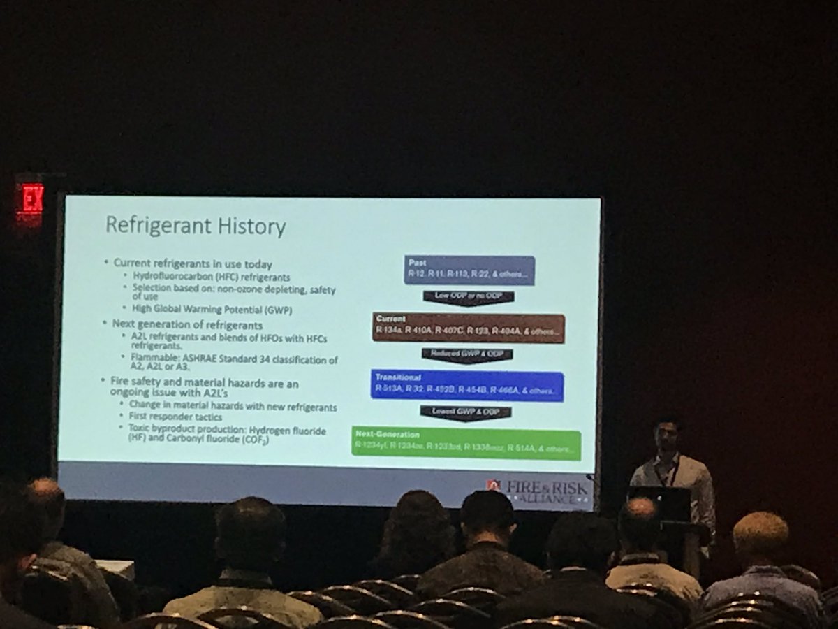 sreenitweets's tweet photo. @nlryder @FireRiskAllianc discuss low global warming potential refrigerants and ensuring firefighter safety at #NFPAConf @NFPA FPRF. https://t.co/iGV0c6WI0T