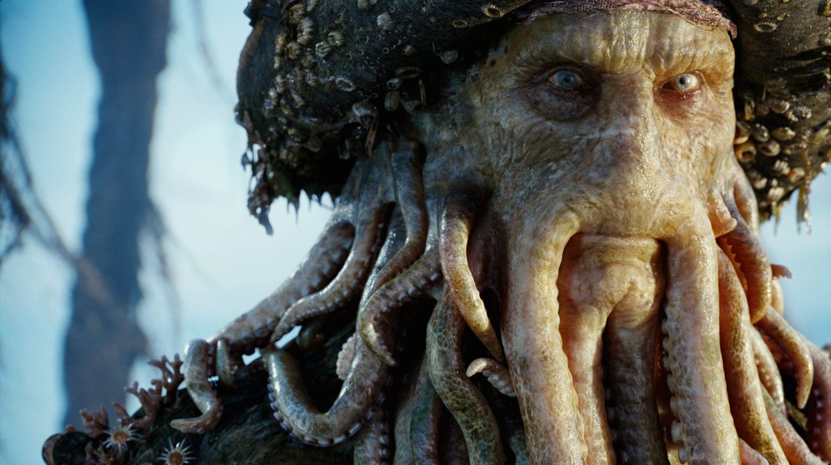A testament to the work, to this day some vfx professionals are still a bit confused as to how Davy Jones was created for 'Pirates of the Caribbean: Dead Man's Chest' (2006). Davy Jones and his crew, from head to toe--including costumes and eyes--are 100% computer graphics.