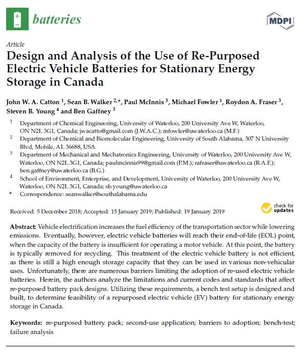 New open-access article with my colleagues from <a href="/WaterlooENG/">Waterloo Engineering</a> on design and reuse of lithium ion batteries for stationary energy storage mdpi.com/2313-0105/5/1/…
