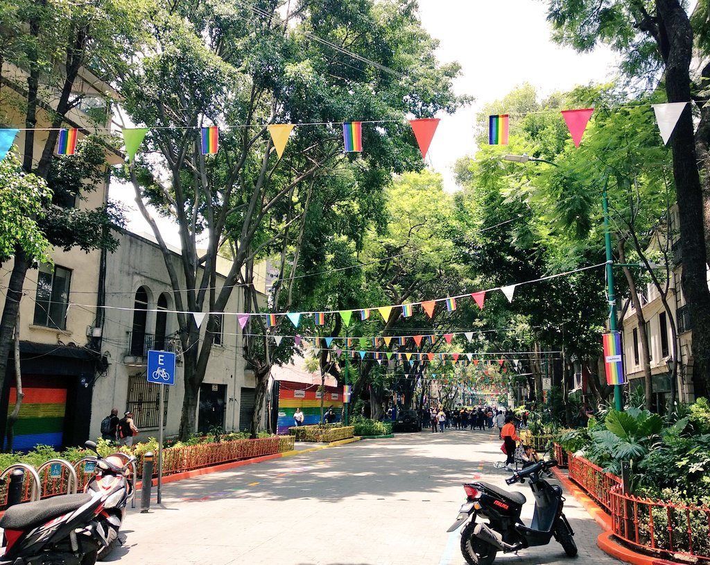 rogerlateshow's tweet photo. La Zona Rosa de la Ciudad de México, cubre sus calles con colores de orgullo. Así luce ahora 👌👌👌 https://t.co/F4CQbgiPwX