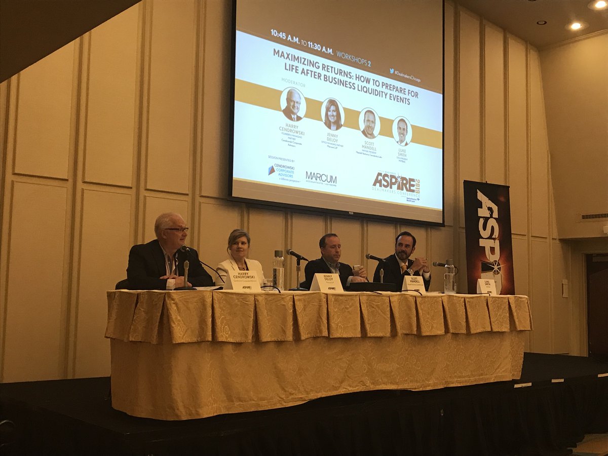 MarcumLLP's tweet photo. RT @SBDealmakers: Now speaking…Harry Cendrowski, Jenny DeLoy, Luke Smith, Scott Mandell. Life after the sale of your company, how to maximize returns and prepare for a changed life. Presented by @Cendrowski_Corp and @MarcumLLP #DealmakersChicago https://t.co/DLxlJBwQbz