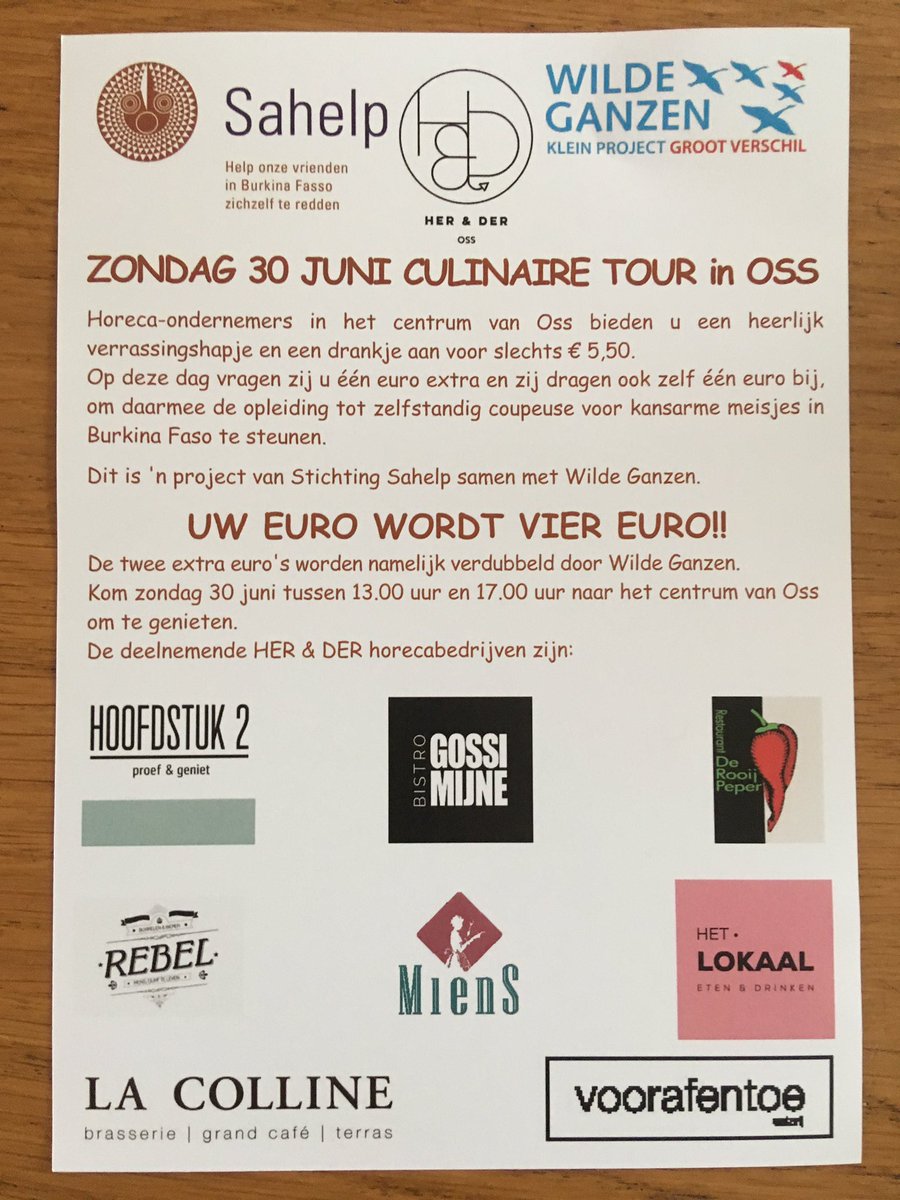 sahelposs's tweet image. Je kunt op 30 juni in Oss een heerlijk hapje eten voor het goede doel. @Iedereenuitoss @DatisOss