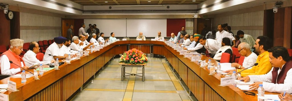 KTRBRS's tweet photo. Attended the political party presidents' meeting chaired by Hon'ble PM Sri @narendramodi Ji on important issues such as One nation - One election, effective functioning of parliament, celebrating 75 years of independence &amp; 150th birth anniversary of Sri Mahatma Gandhi Ji https://t.co/WOlBJxRoAN