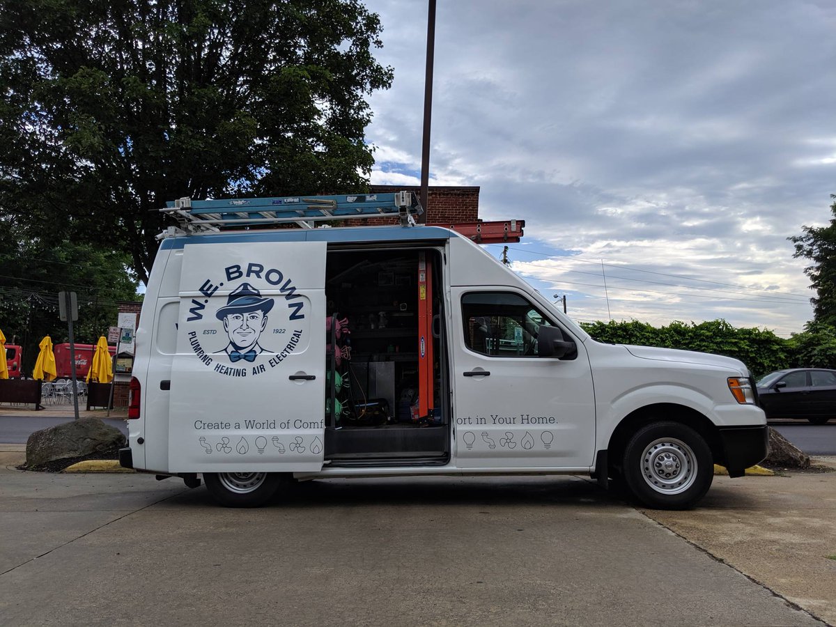Our Trucks are designed so that our customers can easily recognize the superior service we provide at W.E. Brown. Have you seen one of our Trucks in your neighborhood?! Tag us! 🔵 #webrowntrucks #comfortcrewinthehouse #webrown #pluming #hvac #electrical #cville