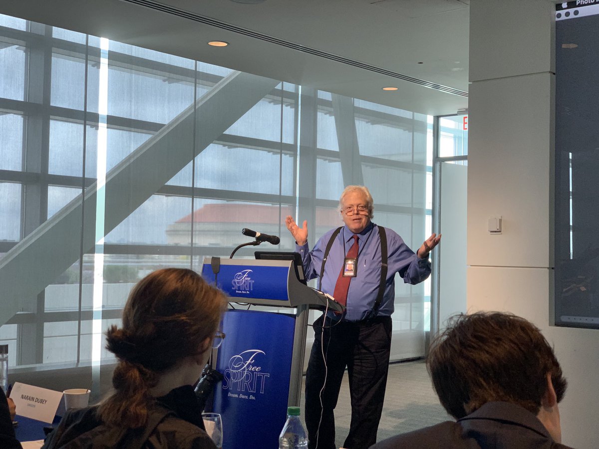 sbcatania's tweet photo. J. Scott Applewhite. A two-time Pulitzer Prize winning photojournalist for the @AP. What an inspiring figure. He’s seen it all. #FreeSpirit19 https://t.co/rst53EEp0h