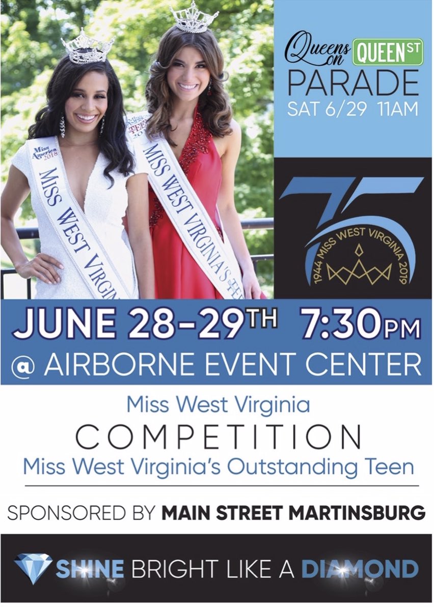 MissWVOrg's tweet image. Get tickets for the 2019 Miss West Virgina and Miss West Virginia’s Outstanding Teen Competition.

…estvirginiaorganization.brushfire.com/events