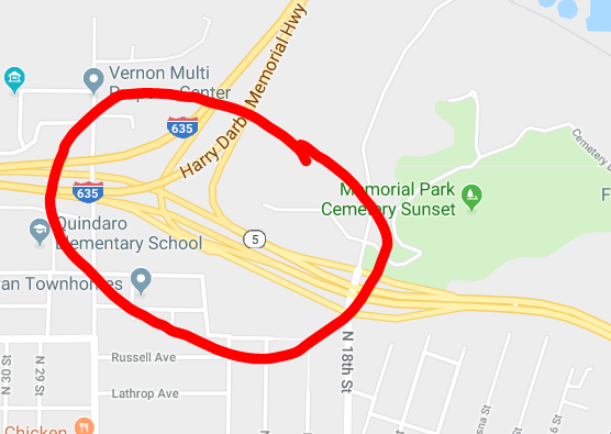 🚨 CLOSURE:

EXIT CLOSED
K-5 SOUTH TO N 18TH ST
USE ALT ROUTE

And 

EXIT CLOSED
I-635 SB TO N 18TH ST
USE ALT ROUTE

DUE TO A FATAL CRASH ON NORTH 18TH STREET 

@CityofKCK