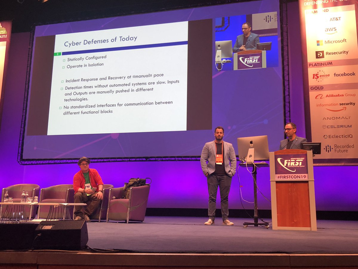 riedelinc's tweet image. #FIRSTCON19 @vasiliem & @kamervishi presents - OpenC2 - standardize way to handle machine to machine Command and Control while under threat. As IoT grows and ICS systems are under threat standardize response reduces response time.