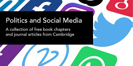 CUP_PoliSci's tweet photo. Politics and Social Media - a collection of book chapters and journal articles featuring @ElderVass, @yannickdufresne, @HeatherKEvans, @Litzen39, @AndreaCeron83, @L_Meeks and others - https://t.co/25n8NPLnjV #EPSA2019 #IntTLC19 #ISACEEISA2019 https://t.co/LfdiBxUtxy