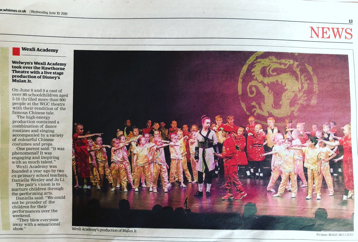 📰EXTRA, EXTRA, READ ALL ABOUT IT📰 Make sure you get your copy!! Thank you <a href="/rosiemccorry_/">🖤🥀</a> for the amazing photographs! 📸 <a href="/whtimes/">Welwyn Hatfield Times</a> 
#WHTimes #localtalent #mulan #performingarts #musicaltheatre #keepemguessin #mushu #inthepapers #getyourcopy