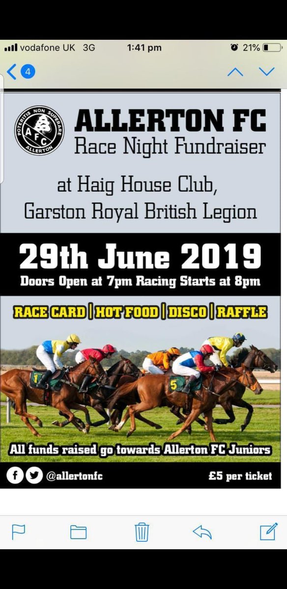 Support Owen and the lads @AUnder7s  &amp; all <a href="/AllertonFC/">Allerton FC</a> youth teams by joining us for what will be a boss night.  Bit of scran a few cheeky drinks a couple of bets a mega raffle and a little boogie on the dance floor all to support #grassroots footy DM for tickets RT’s appreciated