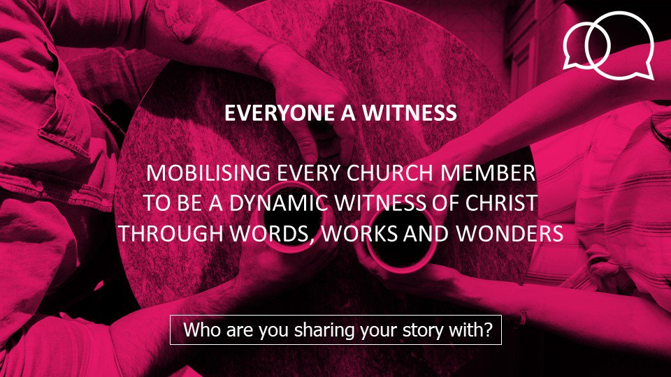 RMchurches's tweet photo. Wednesday is #WITNESS day! It's chapter 5 of our way of life:
EVERYONE A WITNESS
MOBILISING EVERY CHURCH MEMBER
TO BE A DYNAMIC WITNESS OF CHRIST THROUGH WORDS, WORKS AND WONDERS
Who are you sharing your story with?
#RMVision #Globalimpact #WordsWorksWonders https://t.co/Fxvj952G7U