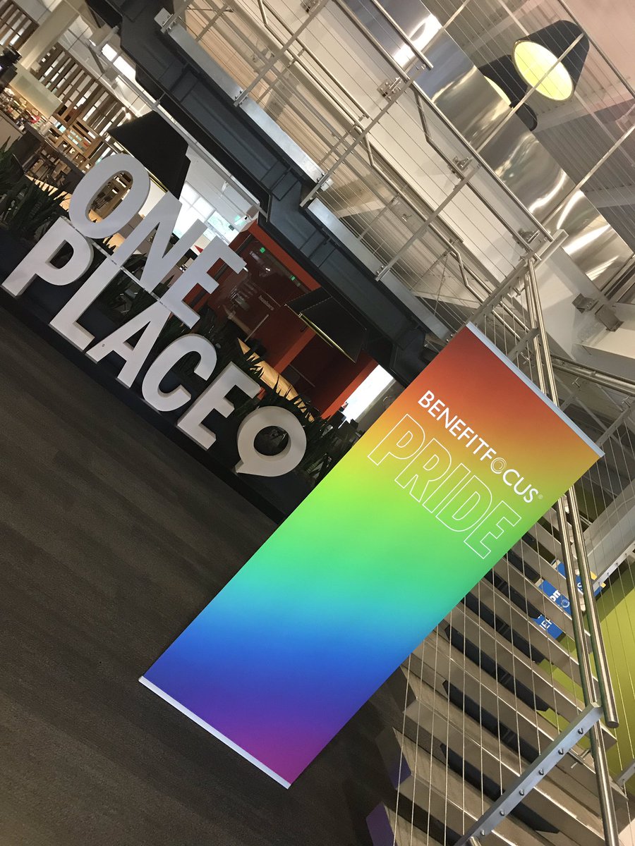 RipleyEden's tweet photo. When you work for a company who believes strongly in accepting people for who they are, magical things happen! #bTogether Thank you @Benefitfocus for setting the rainbow high for all to see! #OneTeamOneHeartbeat #Pride #Celebrate #Respect #Community https://t.co/FXkzEoP0BO