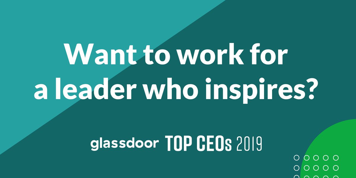 Glassdoor's tweet photo. 🎉Our 7th annual #TopCEOs list is LIVE!🎉 Find out who was rated the highest by those who know best - employees! https://t.co/SxDfPI3MS3 https://t.co/EIrfpT1suF