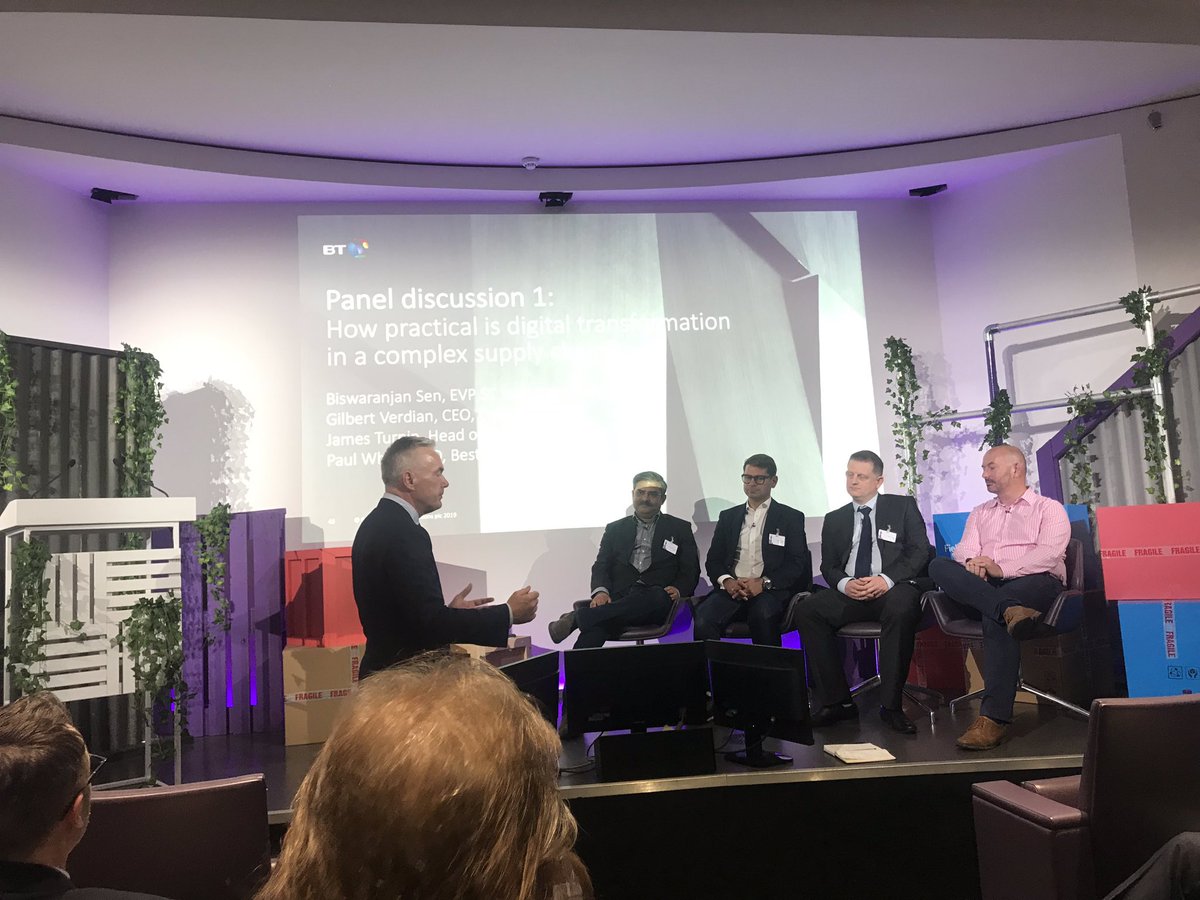 shdlogistics's tweet image. Digital transformation panel at @bt_uk’s #FieldEngineeringForum in London, and understanding each of the panellists’ journey on that transformational curve with @Unilever, #QuantNetworks @NHSSupplyChain, and Best Food Logistics #supplychain #logistics #warehouse