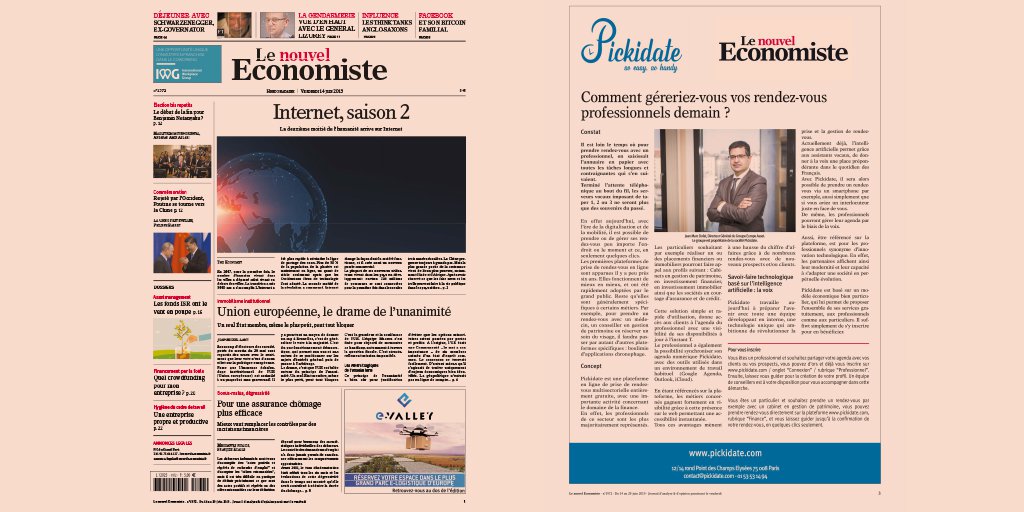 La presse parle de nous ! 📰
Nous sommes ravis de figurer en page 3 de l’hebdomadaire Le nouvel Economiste. 😃

#startup #ia #plateforme #rdv #finance #NouvelEconomist