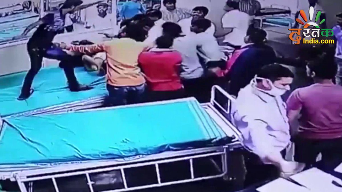 A video footage grabbed by CCTV camera shows a group consisting of over 30 men thrashing the doctor in the hospital ward. Few enraged relatives even climbed on hospital cots. The mob also ransacked the mini operation theatre.