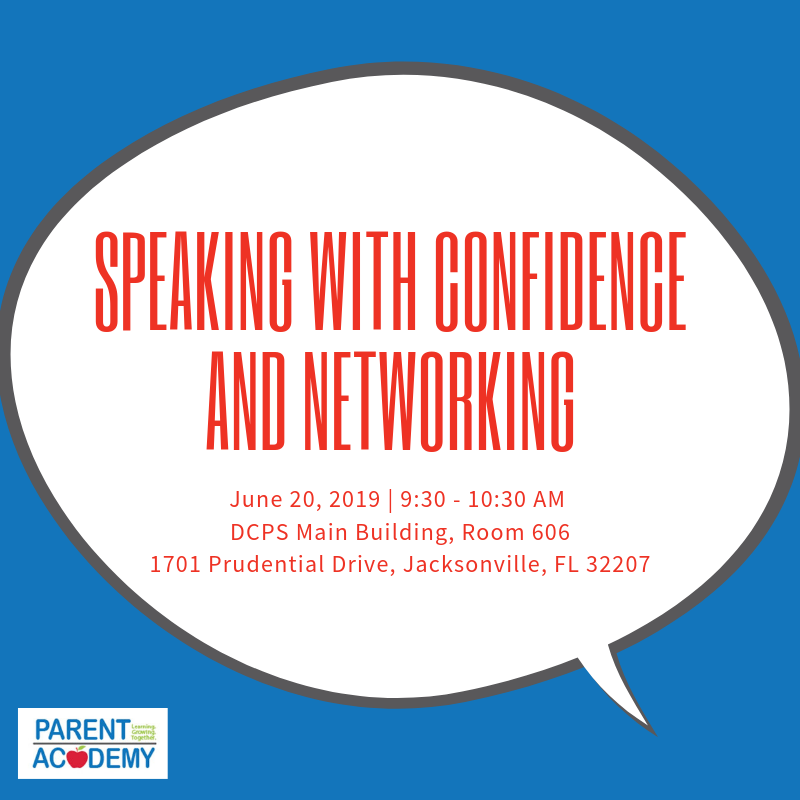 HAPPENING TOMORROW! Join us as we discuss how to maximize your potential through networking, gain tips to help perfect your public speaking skills, and learn about the importance of making great first impression. #LifelongLearners #ParentAcademy #TeamDuval <a href="/DuvalSchools/">DCPS</a>