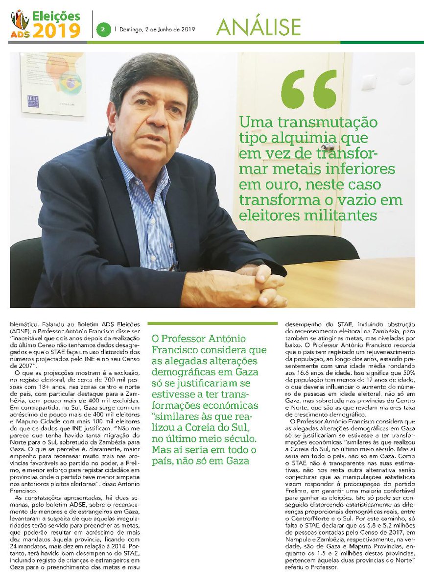 IESE1's tweet photo. Em entrevista no @ADS_Eleicoes, #ManipulaçãoEleitoral, @aasfrancisco demonstra acréscimo e exclusão de eleitores em #Moçambique em função de zonas geográficas favoráveis/desfavoráveis à #Frelimo. Leia também no mais recente IDeIAS do @IESE1, aqui: https://t.co/vIGEARoZ6R https://t.co/mf0teXN1zw