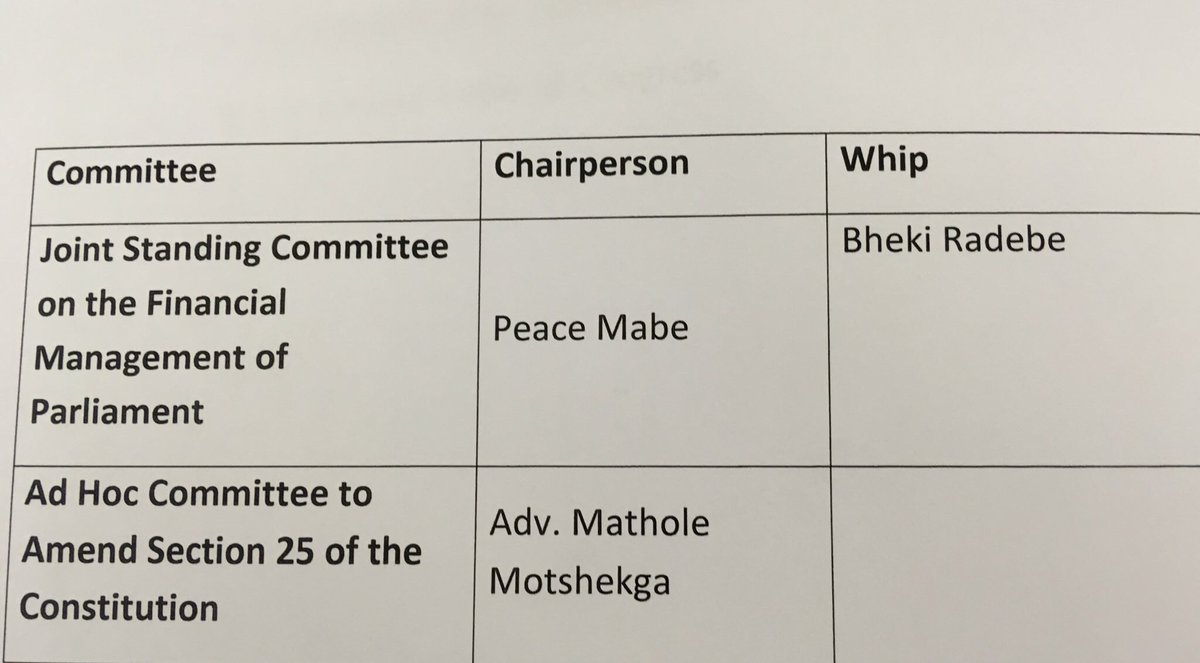 gerbjan's tweet photo. Full list of committee chairpersons for National Assembly @TeamNews24 https://t.co/V69l0QoCR0