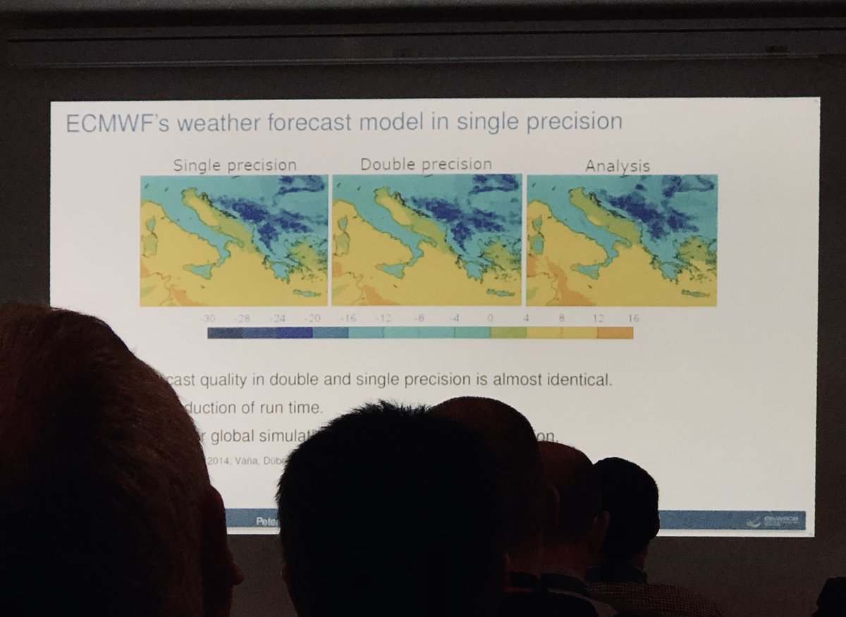 probablyLai's tweet photo. Listening to @ECMWF 's research on reducing precision in weather models to increase resolution of ensemble forecast. Would be interesting to see if it is also applicable in cancer simulation models @AlvaroKohn #isc2019 https://t.co/GHX3CtF7kQ
