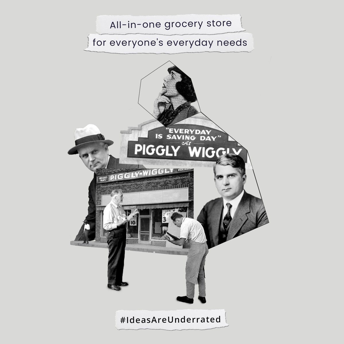 aQubeApp's tweet photo. 💡#IdeasFromHistory: Picking up a basket while grocery shopping may seem second nature now, but the idea was once groundbreaking. 🛒

Clarence Saunders - the man behind the concept of the all-in-one grocery store.

Will the next world-changing idea be yours? #IdeasAreUnderrated https://t.co/1G5JfYriGd