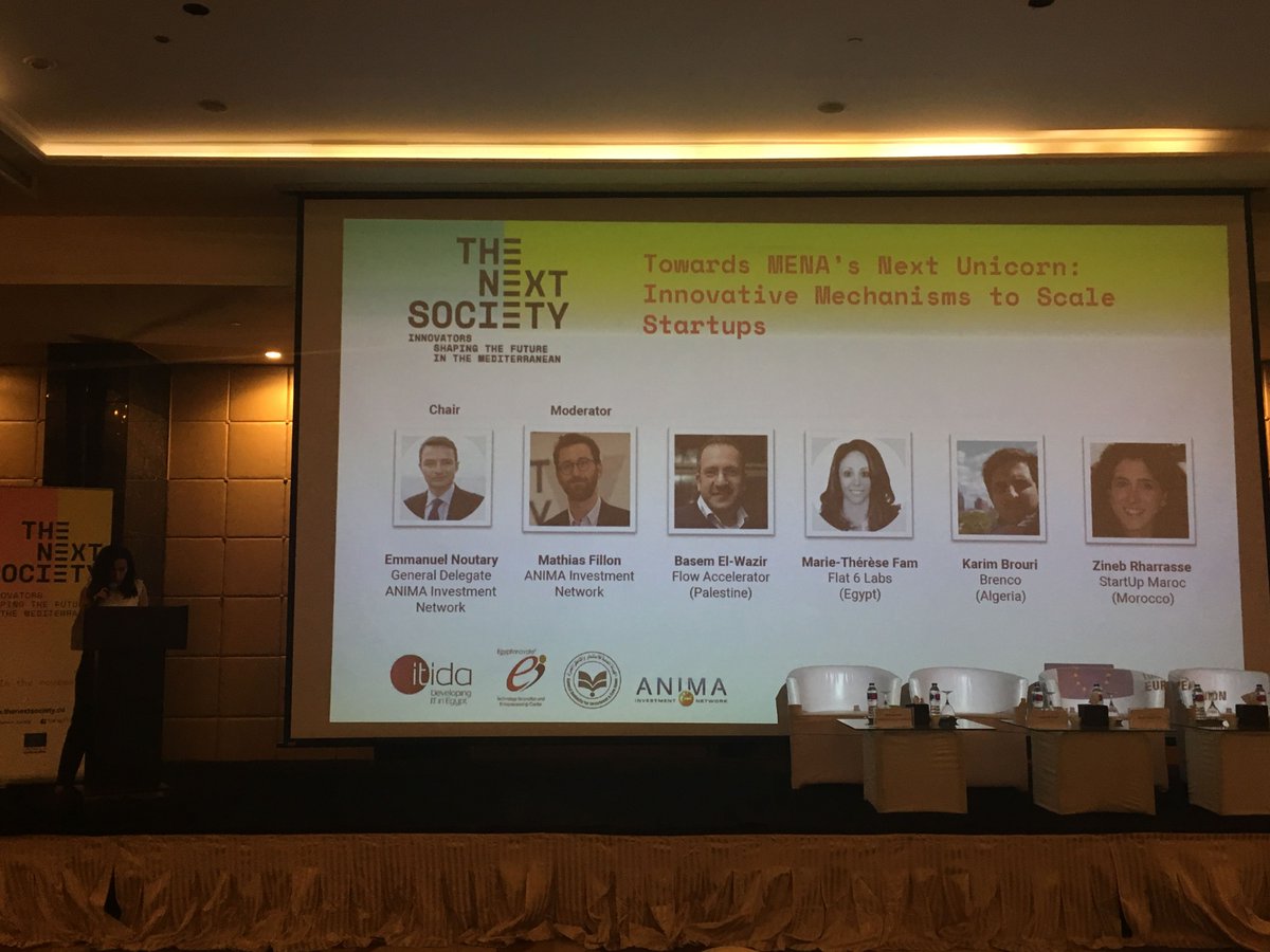.<a href="/Anima_Network/">ANIMA Invest Network</a> <a href="/enoutary/">Emmanuel Noutary</a> chairs this session to discuss the innovative mechanisms to scale #startups in #MENA. Joined by <a href="/mathias_fillon/">Mathias Fillon</a>, Bassem El-Wazir <a href="/flowaccelerator/">Flow Accelerator</a>, <a href="/marietfam14/">Marie Therese Fam</a> <a href="/Flat6Labs/">Flat6Labs</a>, <a href="/Mr_Brouri/">Karim Brouri</a>  <a href="/BrencoAlgerie/">Brenco Algerie</a> &amp; <a href="/zineb_rh/">Zineb RHARRASSE</a> from <a href="/Startup_Morocco/">StartUp Maroc</a>! <a href="/TIEC_Egypt/">Technology Innovation & Entrepreneurship Center</a> <a href="/ITIDA/">ITIDA</a>