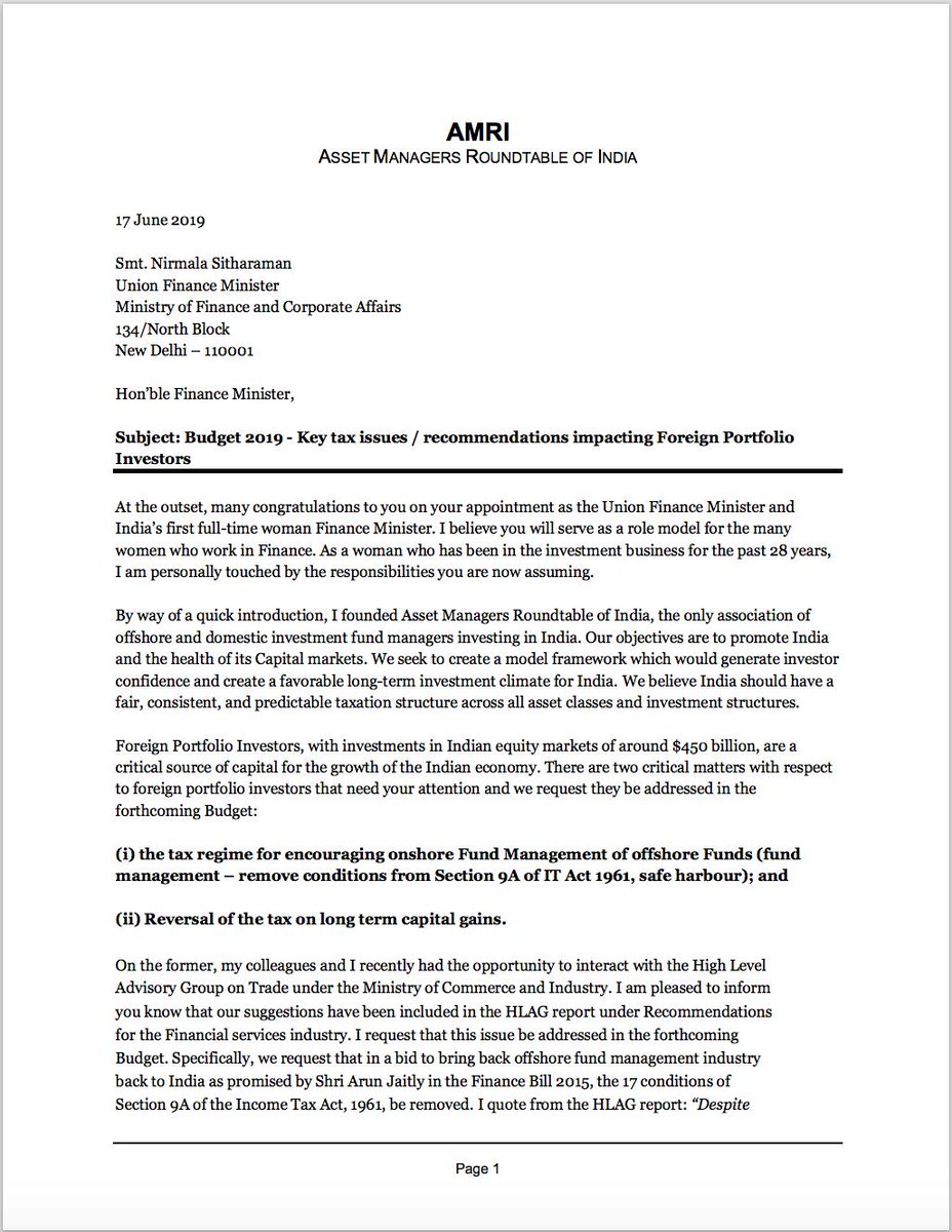 NanditaParker's tweet photo. Dear @nsitharaman AMRI submitted 2 critical ideas to strengthen froeign flows and market sentiment: Rollback LTCG, Bring offshore funds back to India. Please address in Budget @PMOIndia @narendramodi @sanjeevsanyal @TVMohandasPai @Iamsamirarora https://t.co/PzsnHqOVPs
