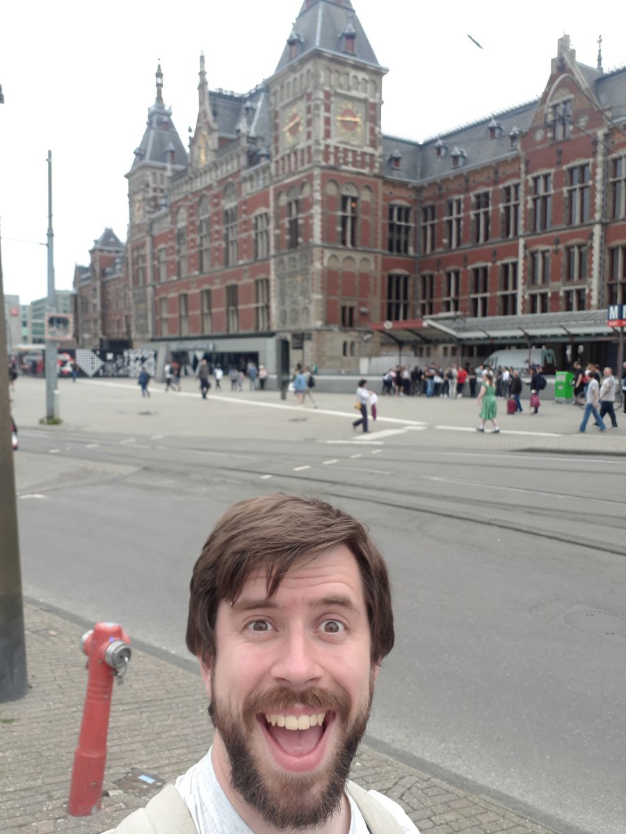 Amsterdam central train station. I am obviously excited to start our walking tour!
