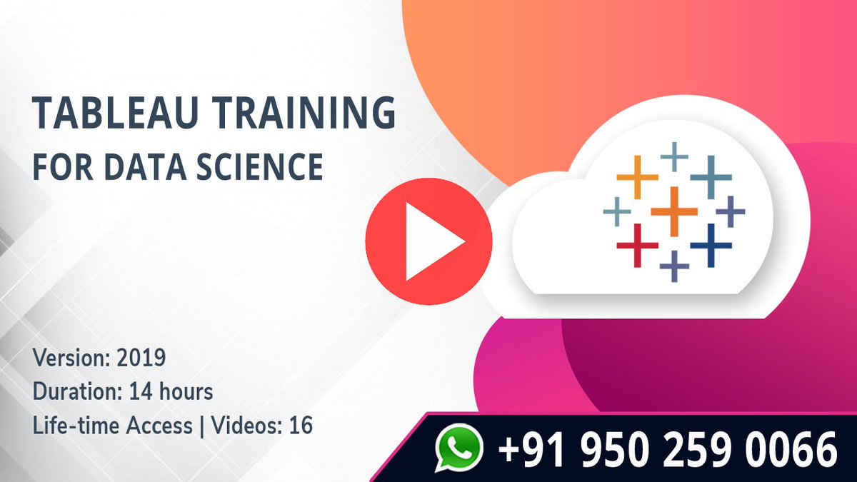 svrtechnologie's tweet image. Hands-on Tableau Online Training for Data Science
Call or WhatsApp: +91 950 259 0066
Visit: bit.ly/2FLE3jb
Sample Videos: bit.ly/2x0Cc64
> Version: 2019
> Duration: 14hours
> Life time Videos Access
#tableautrainingonline #tableaututorial #SVRTECHNOLOGIES