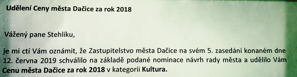 MichalStehlik's tweet photo. Jsem poctěn - s hrdostí patriota. #dacice https://t.co/lkGAYg0t5J