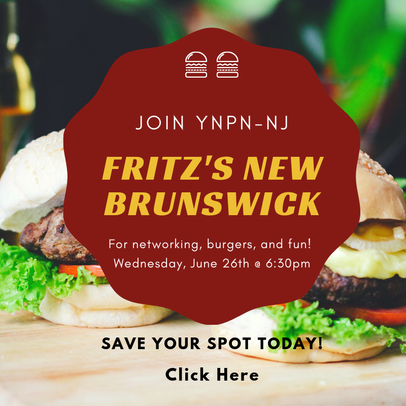 YNPNNJ's tweet photo. Join YNPN-NJ for burgers, networking, and fun @ Fritz's - Next Wednesday, 6/26! https://t.co/RtstDzzFG2 https://t.co/X7TygoXOFU