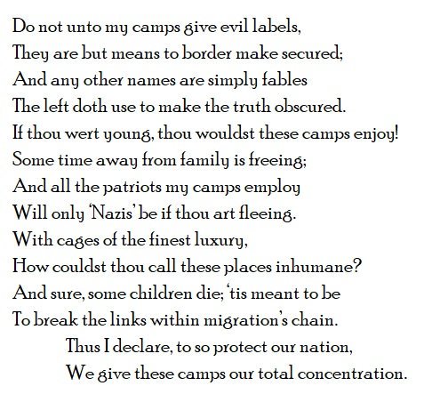 funkyiambs's tweet photo. "Definitely Not Concentration Camps: A Sonnet" #Donnets https://t.co/zKMsgQ0G35