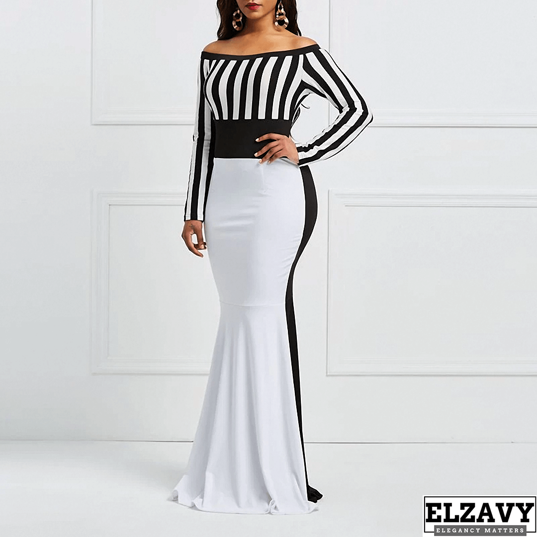 ElzavyBrand's tweet photo. Elegant White Black Off Shoulder Long Sleeve Stripes Women Dress. Good for Party! #modasinlimites #naijafashionmarket #outfitscrapbook #plitzsnewyorkcityfashionweek #shoppingonlin #shopyourstyle #streetgoalzs #styleaddicted #stylehack https://t.co/Vq8BeTB9GD