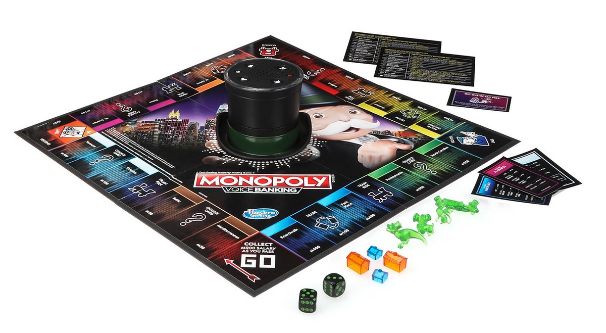 KirstenAcuna's tweet photo. Happy to debut Monopoly Voice Banking — @Hasbro's first completely voice-activated and cashless version of the game where you can hear Mr. Monopoly's voice for the first time. It will out 7/1. https://t.co/2chI3q7tRV https://t.co/FEUWAk0e11