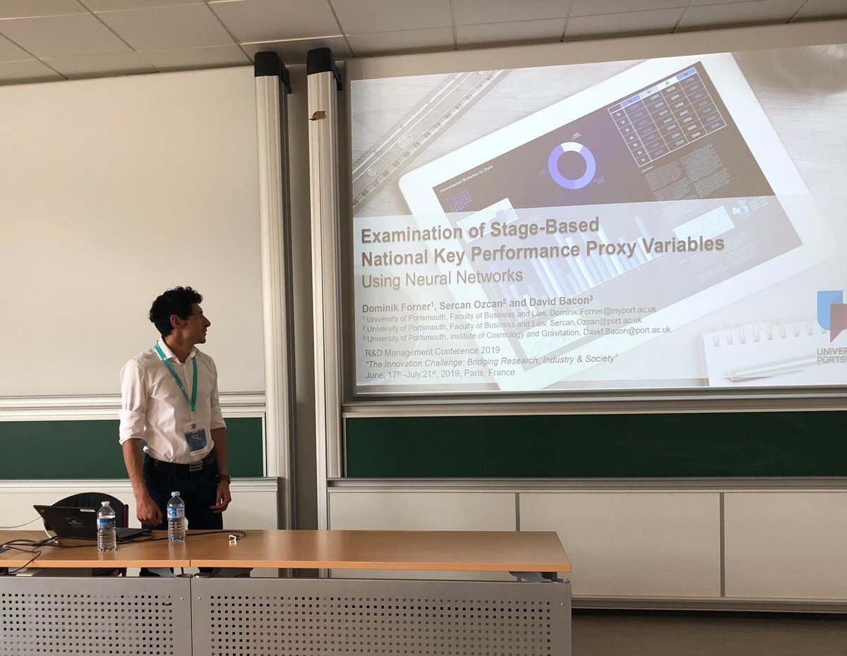 AI meets Innovation Performance ! An interesting approach by Portsmouth University researchers Dominik Former, Sercan Ozcan and David Bacon’s in their paper « Examination of Stage-Based National Key Performance Proxy variables Using Neural Networks » #RnDParis2019 <a href="/portsmouthuni/">University of Portsmouth</a>