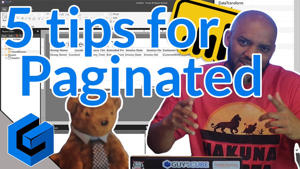 GuyInACube's tweet photo. Get 5 tips for #PowerBI Paginated reports from Paginated report bear, Chris Finlan and Patrick! These 5 tips can help you on your journey with Power BI Paginated reports. πππ₯ // @cmfinlan @PaginatedBear
Watch on YouTube - https://t.co/ZtNPYuAHnP https://t.co/FoTsyO8cwD