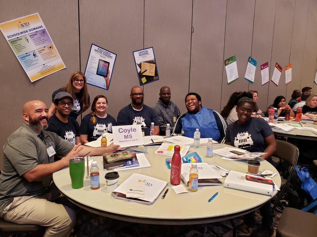 COYLE_AVID's tweet photo. #avidsi2019 
#levelup #cmsbelieve 
#AVIDGISD @Coyle_Cougars 
First day of AVID Summer Institute! https://t.co/peQDf2Lt7E